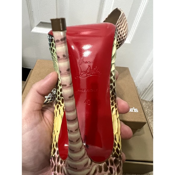 Christian Louboutin Pigalle Follies Python Rainbow Blue Black Yellow Pink 40 10 - Picture 4 of 4